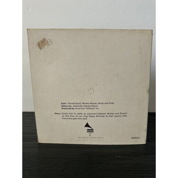 2 VTG Disney Happy Birthday Record Card 33 1/3 RPM Mickey Donald Goofy & Pluto - Picture 3 of 6